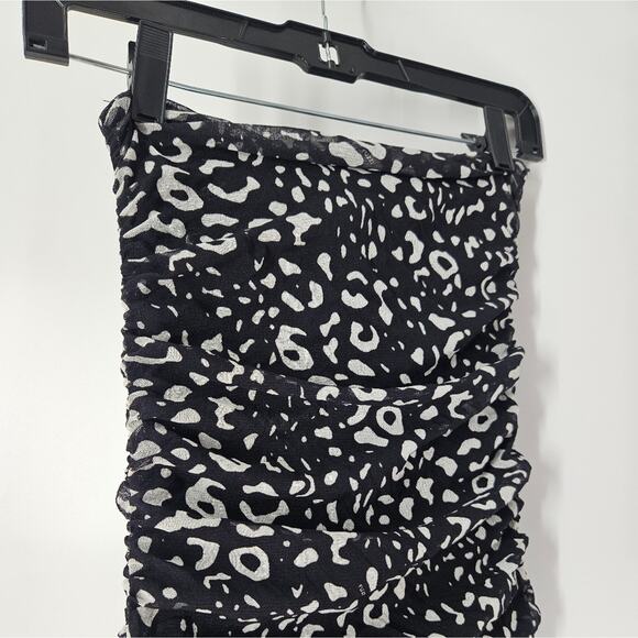 Fuzzi Black White Cheetah Print Strapless Rouched Jumpsuit M - Picture 6 of 9
